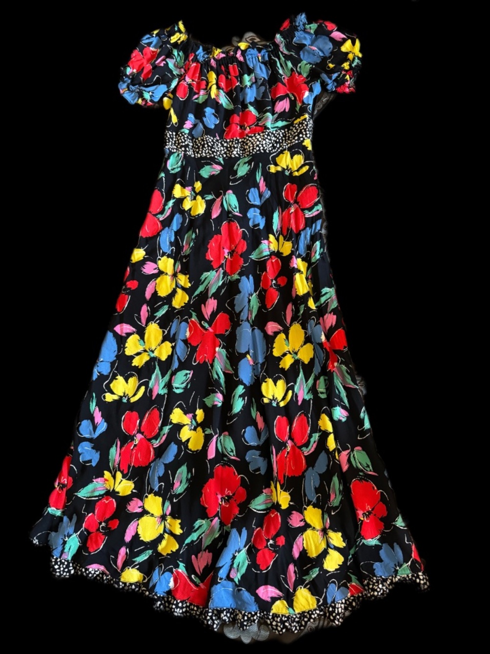 RIXO for Target black multi-color floral off-the-shoulder  maxi - size 6 - Picture 4 of 8